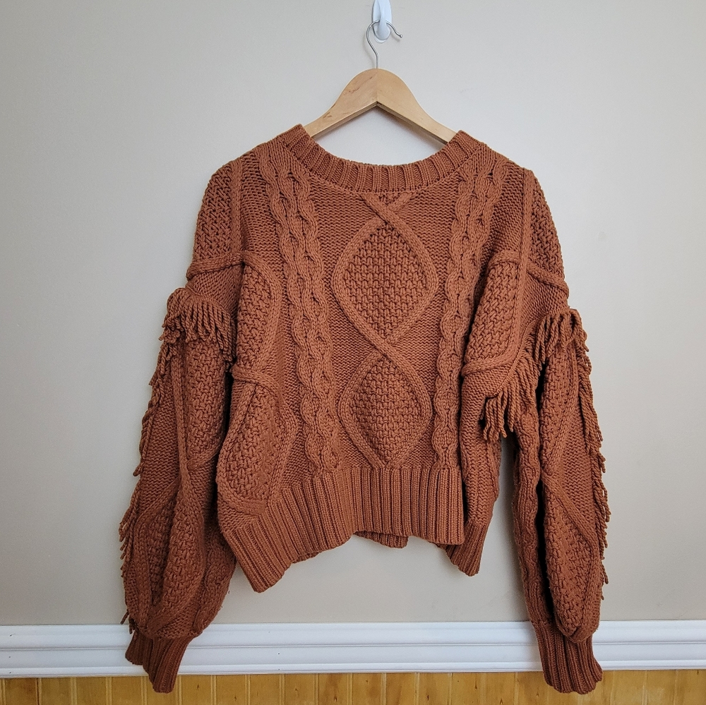 Line & Dot Jasper Fringe Sweater Size S